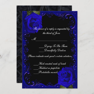 Carte de réponse élégante Goth Blue Roses
