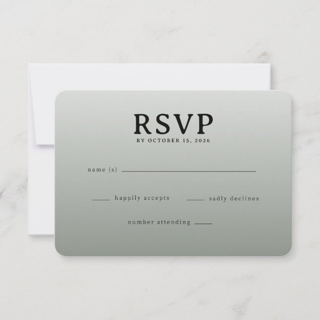 Carte de réponse élégante grise RSVP (Devant)