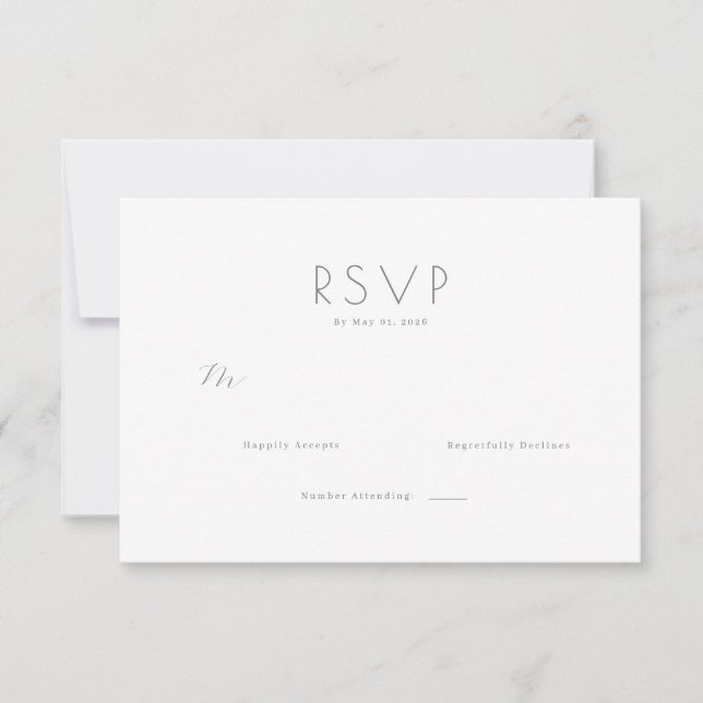 Carte de réponse élégante grise RSVP (Devant)