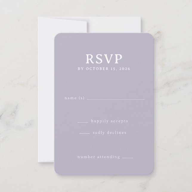 Carte de réponse élégante lavande RSVP (Devant)