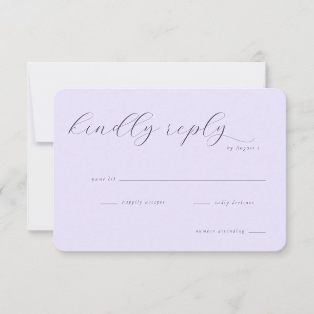 Carte de réponse élégante lavande RSVP (Devant)