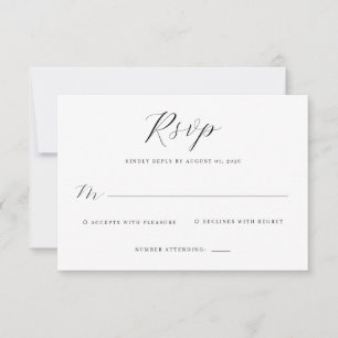 Carte de réponse élégante noire RSVP