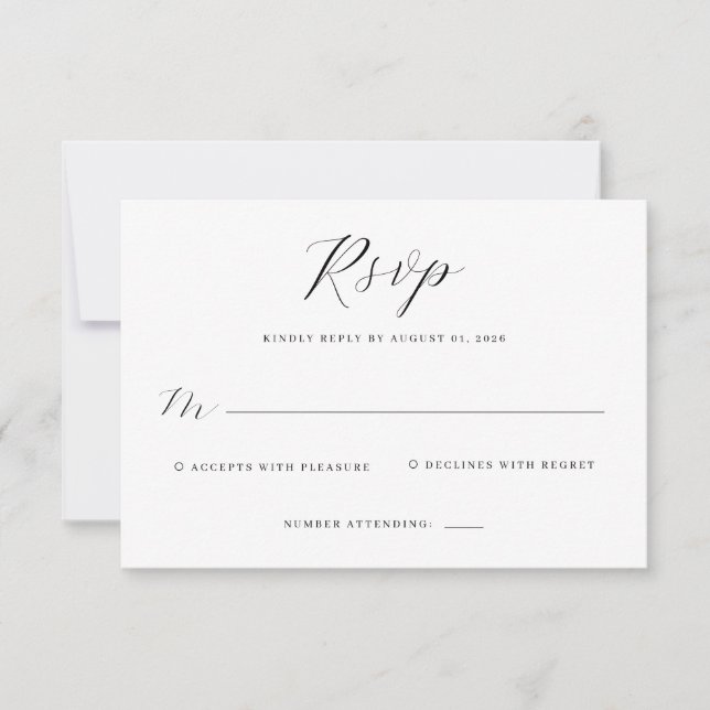 Carte de réponse élégante noire RSVP (Devant)