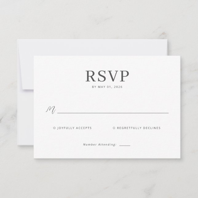 Carte de réponse élégante noire RSVP (Devant)