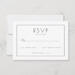 Carte de réponse élégante noire RSVP