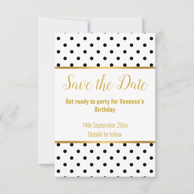 CARTE DE RÉPONSE ÉLÉGANTE OR BLANC NOIR RSVP (Devant)