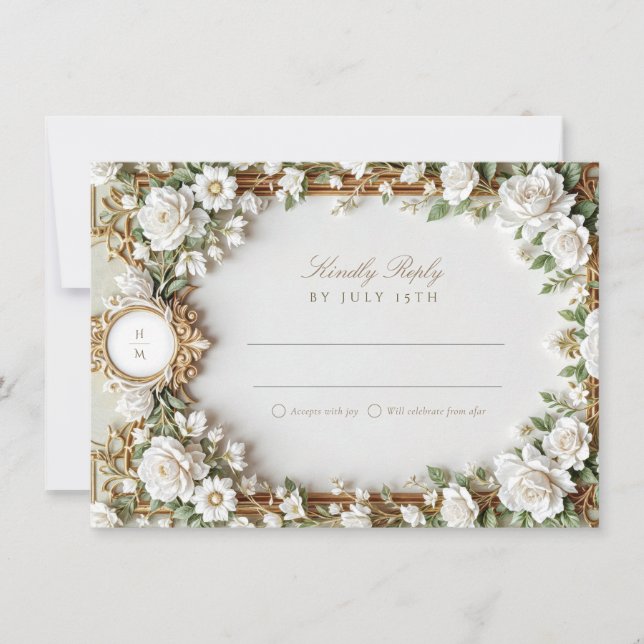 Carte de réponse élégante pour mariage (Devant)