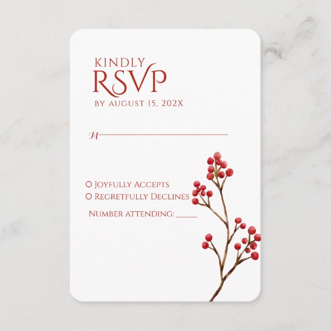 Carte de réponse élégante pour mariage d'automne à (Devant)