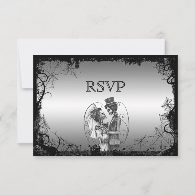 Carte de réponse élégante pour mariage d'Halloween (Dos)
