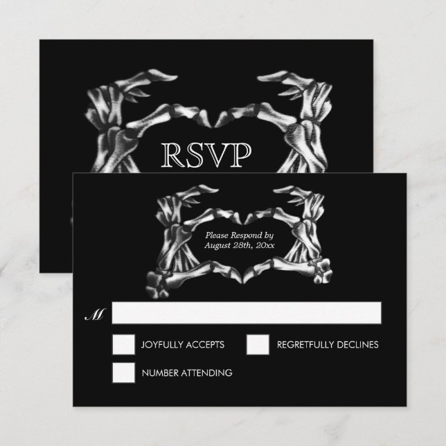 Carte de réponse élégante pour mariage d'Halloween (Devant / Derrière)