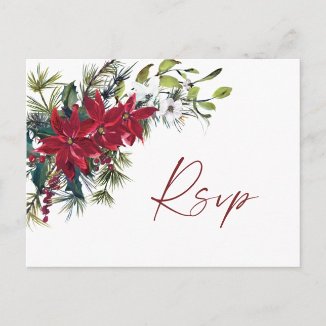 Carte de réponse élégante pour un mariage de Noël  (Devant)