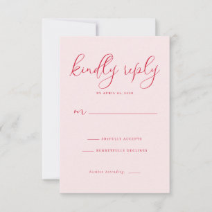 Carte de réponse élégante rose RSVP