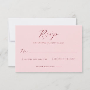 Carte de réponse élégante rose RSVP