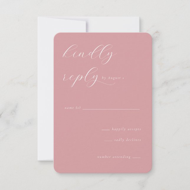 Carte de réponse élégante rose RSVP (Devant)