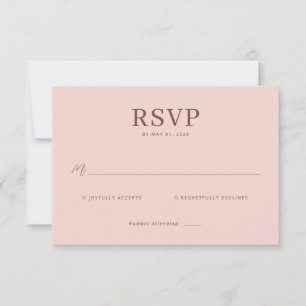 Carte de réponse élégante rose RSVP