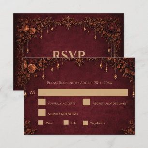 Carte de réponse élégante rouge gothique pour mari