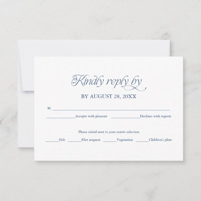 Carte de réponse élégante RSVP pour mariage minima (Devant)