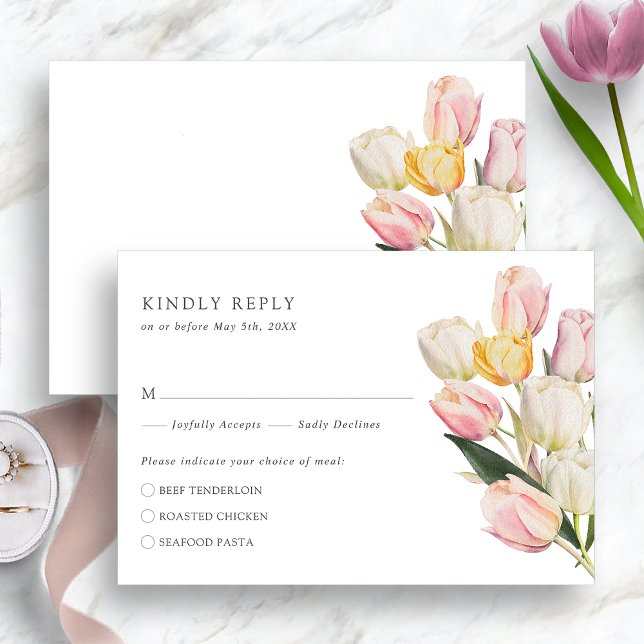 Carte de réponse élégante Tulipe (Elegant Watercolor Tulip RSVP Card by Painted Paperie
)