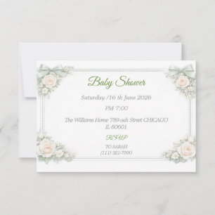 Carte de réponse élégante vert sauge pour Baby Sho