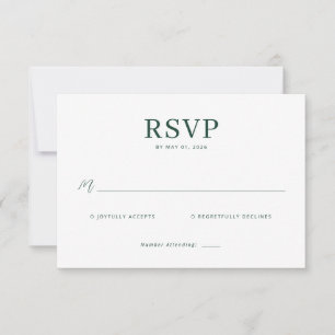 Carte de réponse élégante verte RSVP