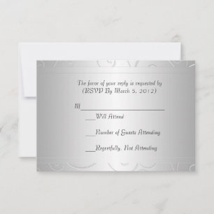 Carte de réponse en argent damassé de luxe avec de