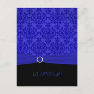 Carte de réponse en damas bleu cobalt et noir