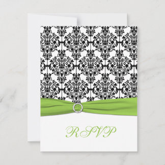 Carte de réponse en damas Chartreuse, Blanc et Noi