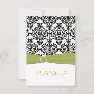 Carte de réponse en damas III vert, blanc et noir