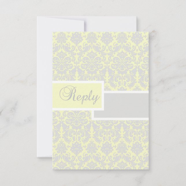 Carte de réponse en damas jaune, blanc et gris (Devant)