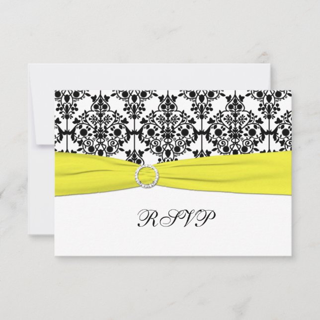 Carte de réponse en damas noir, blanc et jaune (Devant)