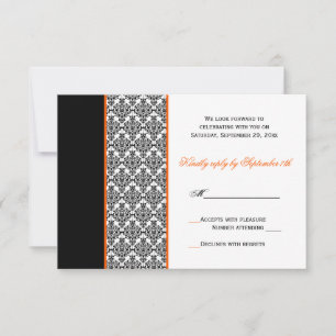 Carte de réponse en damas noir blanc orange