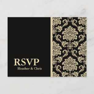 Carte de réponse en damas noir RSVP