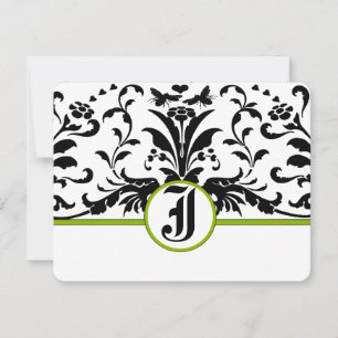 Carte de réponse en damas noir verdure