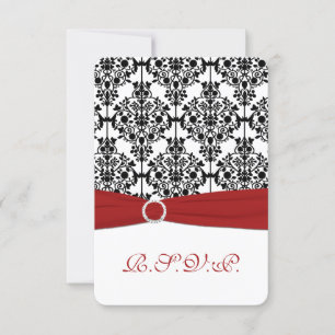 Carte de réponse en damas rouge, blanc et noir 2