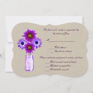 Carte de réponse en jarre de maçon violet rustique