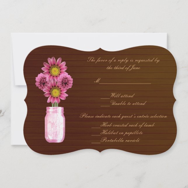 Carte de réponse en pots Mason Rustique Rose de Ca (Devant)