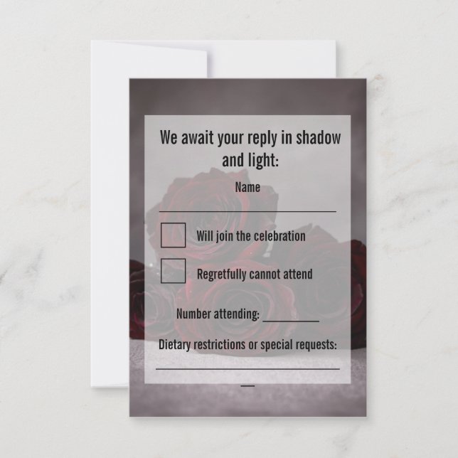 Carte de réponse et détails de mariage gothique |  (Devant)