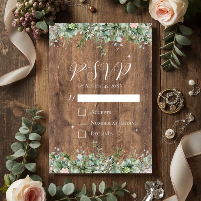 Carte de réponse Eucalyptus Dusty Rose | Greenery  (Créateur téléchargé)