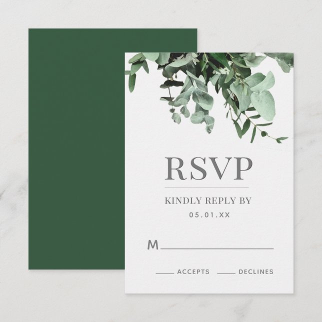 Carte de réponse Eucalyptus et Verdure (Devant / Derrière)