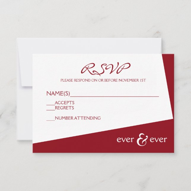 Carte de réponse Ever & Ever Burgundy Angle (Devant)