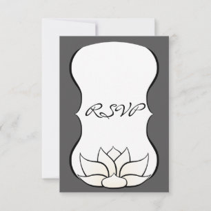Carte de réponse Exquis Lotus en étain et blanc