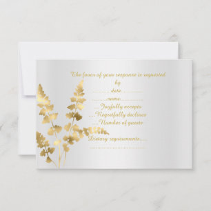 Carte de réponse feuille élégante or argent