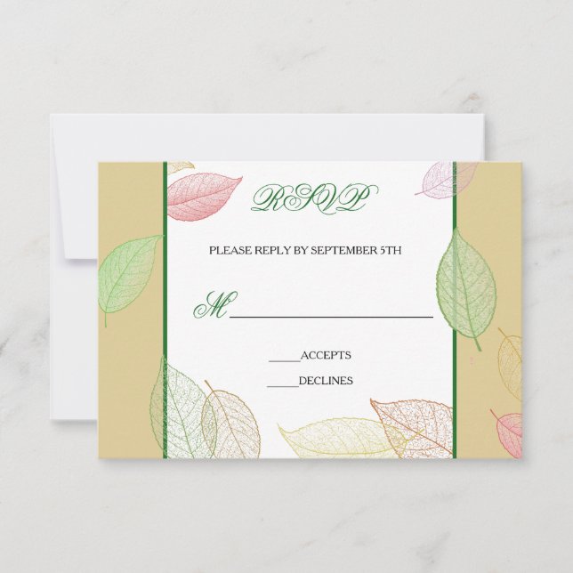 Carte de réponse - Feuilles d'automne translucides (Devant)