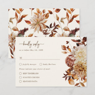 Carte de réponse Feuilles rustiques d'automne