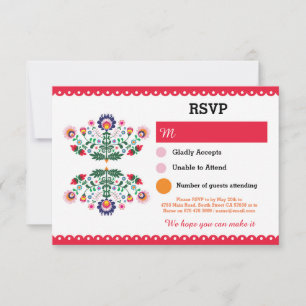 Carte de réponse Fiesta impression mexicaine rouge