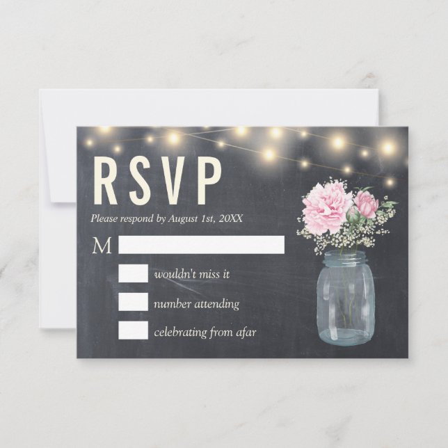 Carte de réponse  Fleur de pivoine rustique sur ta (Devant)