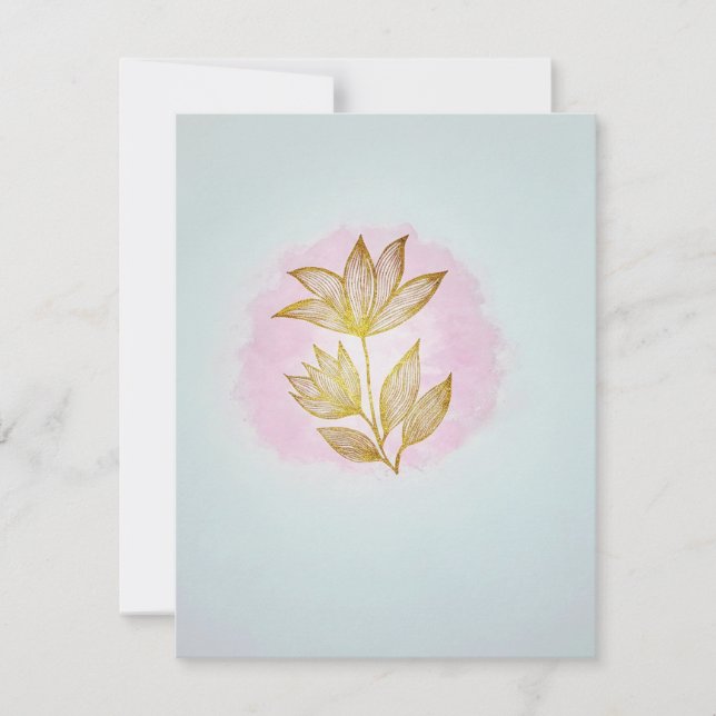 Carte de réponse Fleur d'Or Rose (RSVP) (Devant)