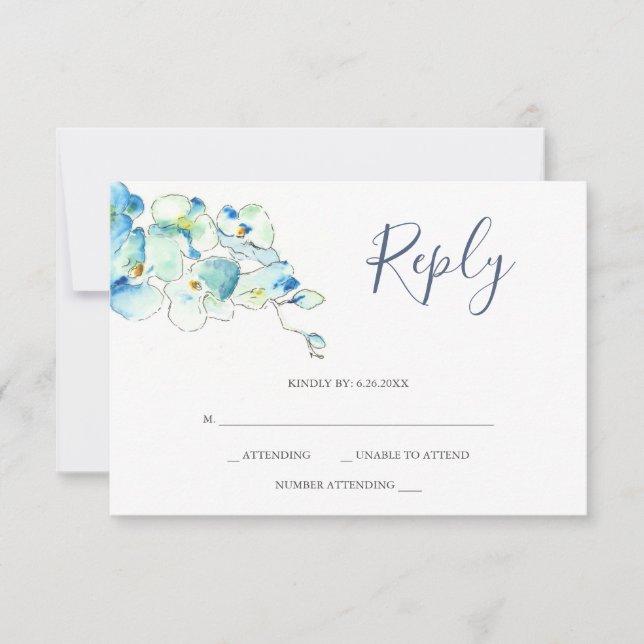 Carte de réponse Fleur d'orchidée à l'aquarelle (Devant)