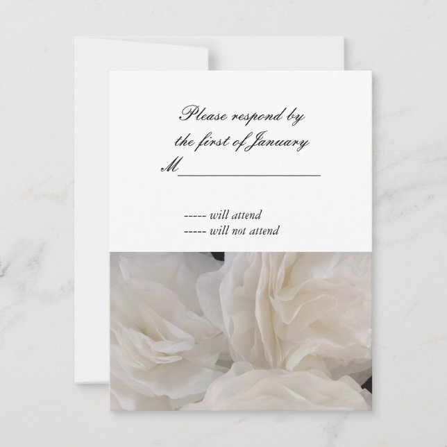 Carte de réponse Fleurs en papier blanc à plis (Devant)
