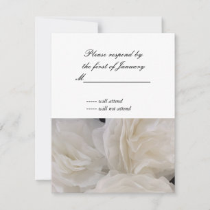 Carte de réponse Fleurs en papier blanc à plis
